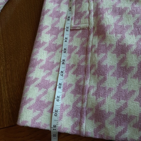 Pink and white houndstooth lined pea coat - Picture 7 of 11